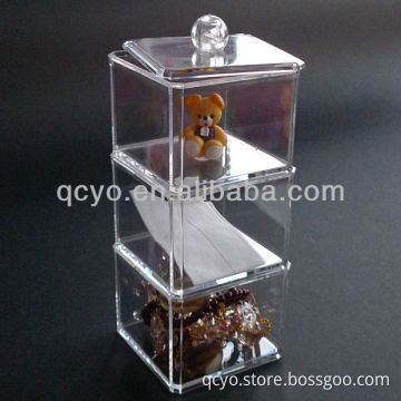 QCY-H-K028 factory directly sale high quality acrylic 3 tier storage box